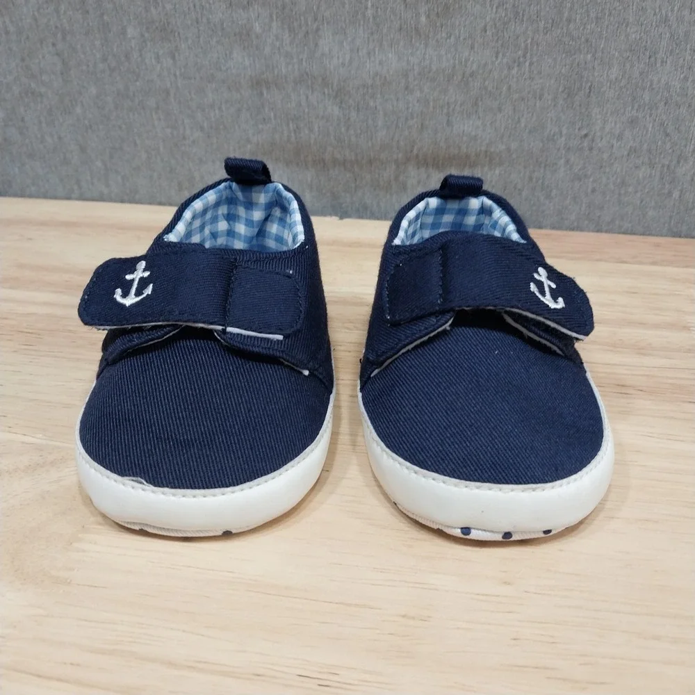 Tommy Bahama Baby Canvas Anchor Crib Shoes 6-12 Months Navy Blue